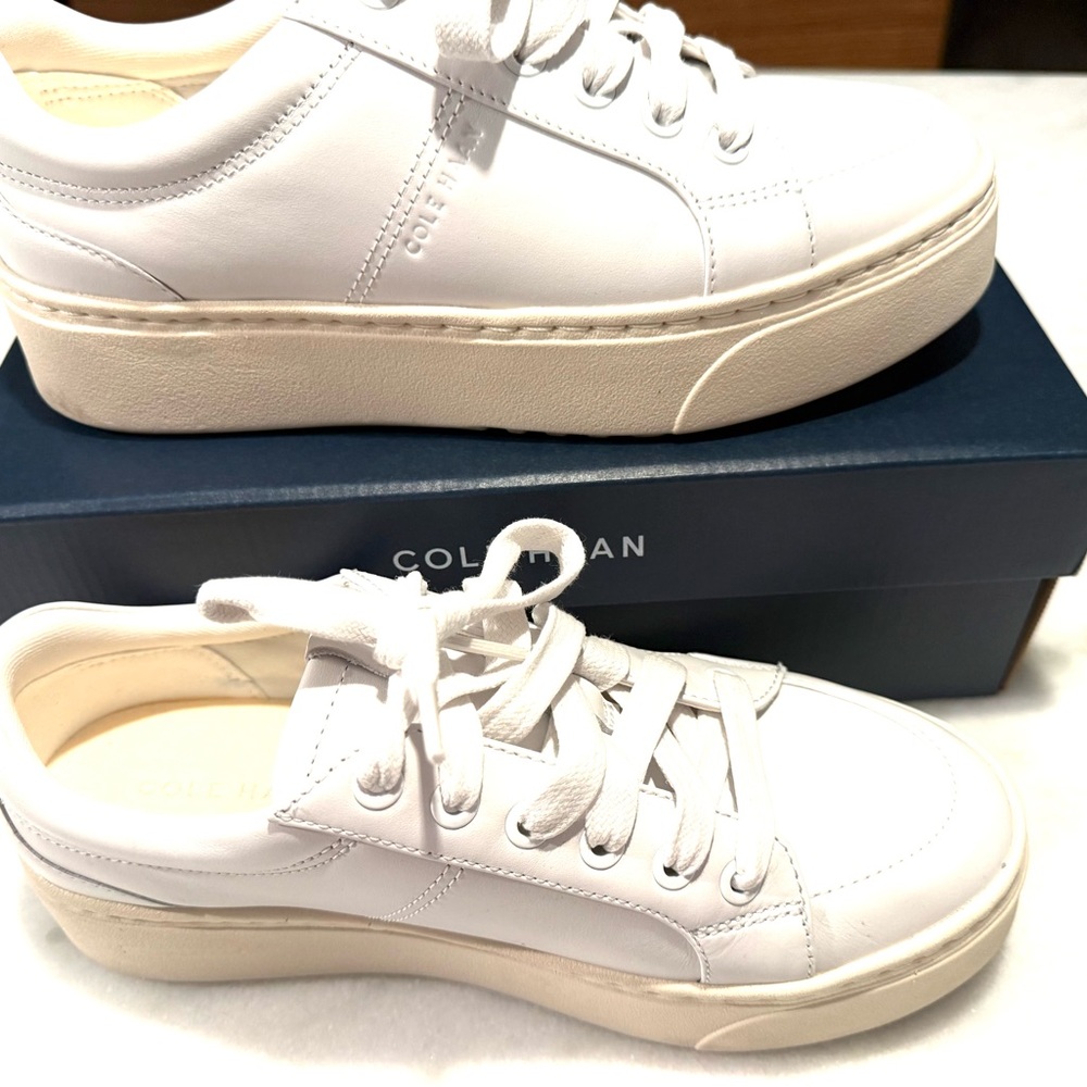 Cole Haan GP Max Platform Sneaker Size 7.5B Optic White Leather - Picture 3 of 9